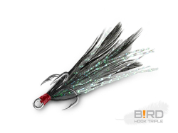 Trojhik Delphin B!RD Hook TRIPLE / 3ks ierne Perie